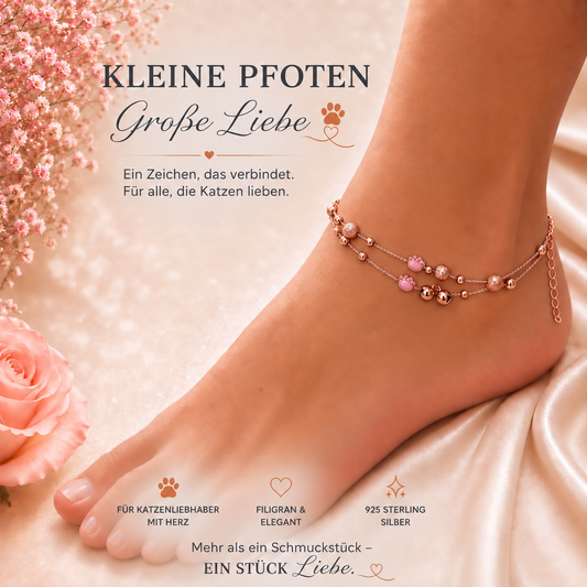 #Katzenliebe – Kleine Pfoten, große Liebe - 925 STERLING SILBER FUSSKETTCHEN