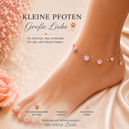 #Katzenliebe – Kleine Pfoten, große Liebe - 925 STERLING SILBER FUSSKETTCHEN