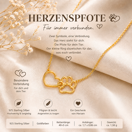 #Herzenspfote Halskette - 925 STERLING SILBER KETTE - 2 FARBEN