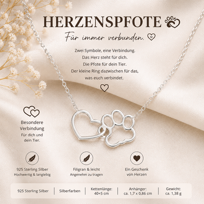#Herzenspfote Halskette - 925 STERLING SILBER KETTE - 2 FARBEN